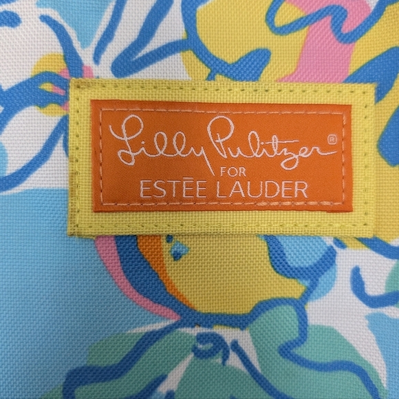 Lilly Pulitzer x Estee Lauder Canvas Floral Tropical Print Tote Beach Bag Purse - Picture 2 of 7